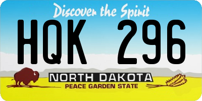 ND license plate HQK296