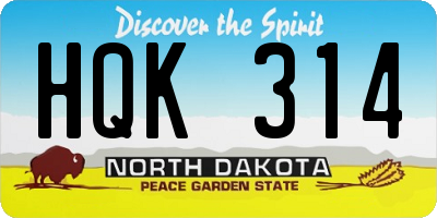 ND license plate HQK314
