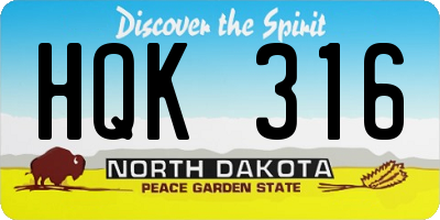 ND license plate HQK316