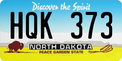 ND license plate HQK373