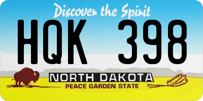 ND license plate HQK398