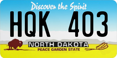 ND license plate HQK403