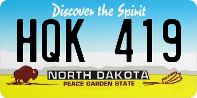 ND license plate HQK419