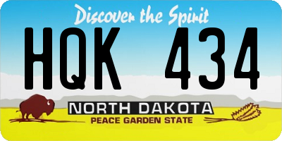 ND license plate HQK434