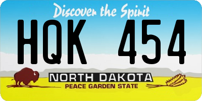 ND license plate HQK454