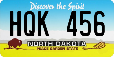 ND license plate HQK456