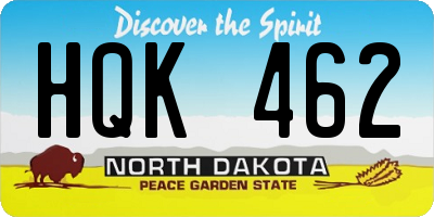 ND license plate HQK462
