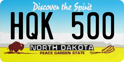 ND license plate HQK500