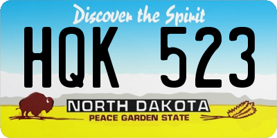 ND license plate HQK523