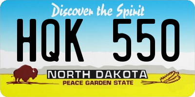 ND license plate HQK550