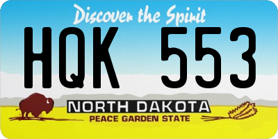 ND license plate HQK553