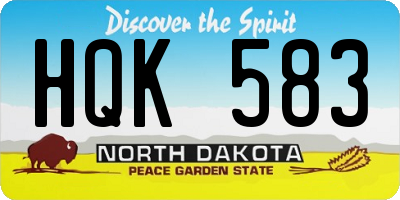 ND license plate HQK583