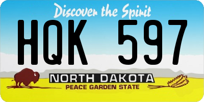 ND license plate HQK597