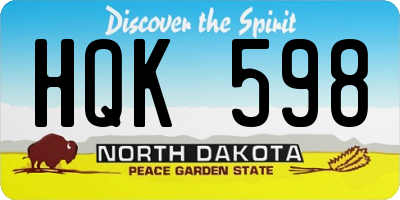ND license plate HQK598