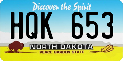 ND license plate HQK653