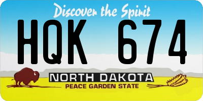 ND license plate HQK674