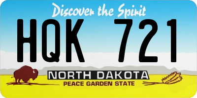 ND license plate HQK721