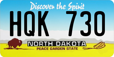ND license plate HQK730