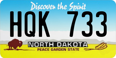 ND license plate HQK733