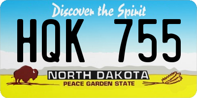 ND license plate HQK755