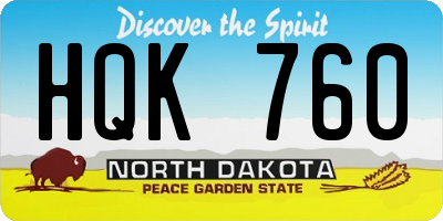 ND license plate HQK760