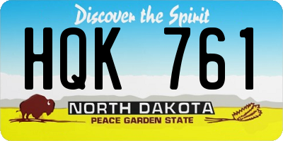 ND license plate HQK761