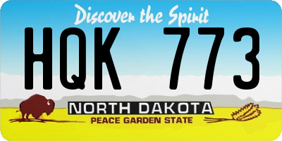 ND license plate HQK773