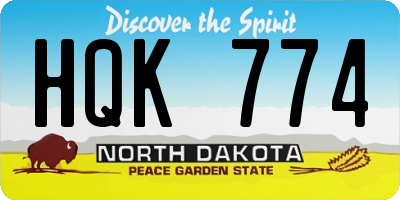 ND license plate HQK774