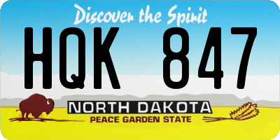 ND license plate HQK847