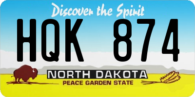 ND license plate HQK874