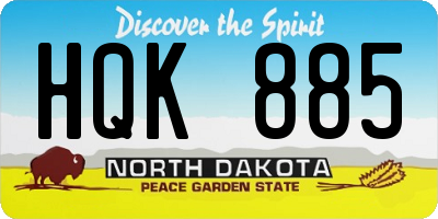 ND license plate HQK885