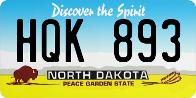 ND license plate HQK893