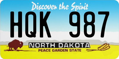 ND license plate HQK987