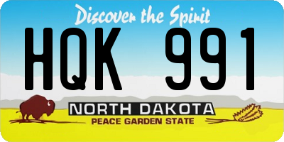 ND license plate HQK991