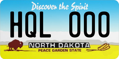 ND license plate HQL000
