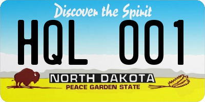 ND license plate HQL001