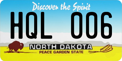 ND license plate HQL006