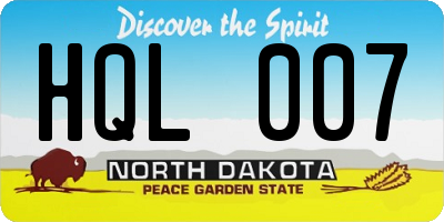 ND license plate HQL007