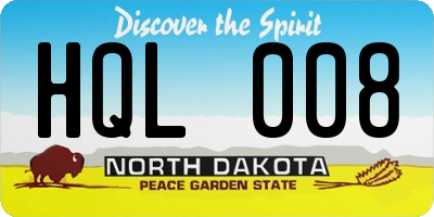 ND license plate HQL008