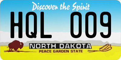 ND license plate HQL009