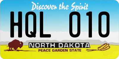 ND license plate HQL010