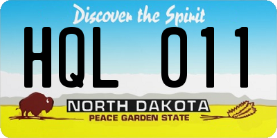 ND license plate HQL011