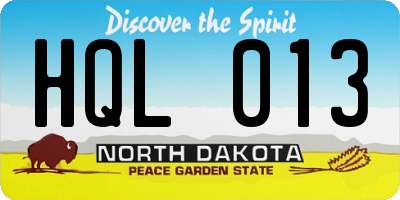 ND license plate HQL013
