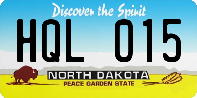 ND license plate HQL015