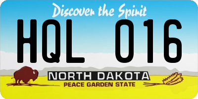 ND license plate HQL016