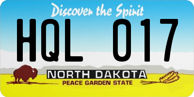 ND license plate HQL017