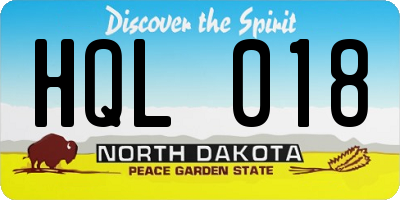 ND license plate HQL018