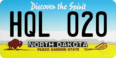 ND license plate HQL020