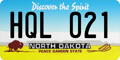 ND license plate HQL021