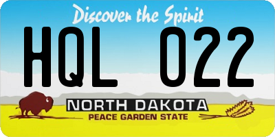 ND license plate HQL022